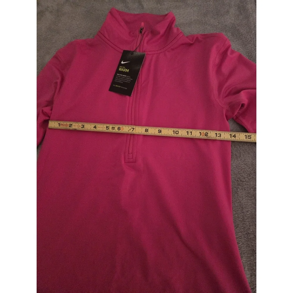 Nike Pro Warm Womens Size M Pullover Hot Pink Dri-Fit 1/2 Zip Active